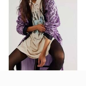Free People Purple Sequin Blazer